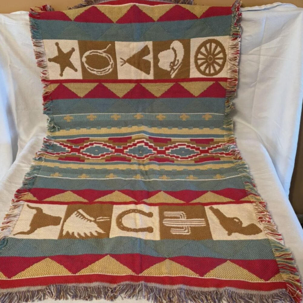 The Rug Barn American Classics Western Square Woven Rug NWT 29x48 100% Cotten